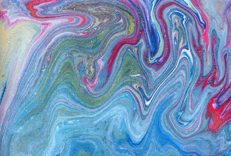 Μπλε χρυσό marbling σχέδιο Χρυσή μαρμάρινη υγρή σύσταση στοκ εικόνα
